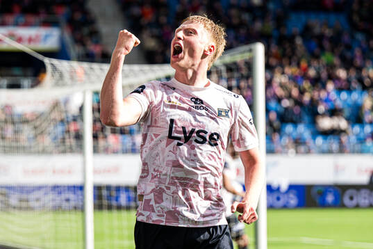 Hilmir Rafn Mikaelsson of Viking celebrates