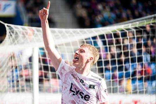 Hilmir Rafn Mikaelsson of Viking celebrates