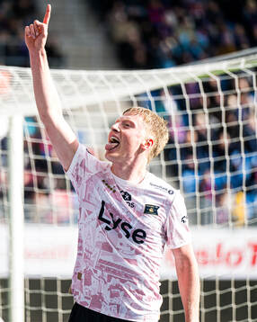Hilmir Rafn Mikaelsson of Viking celebrates