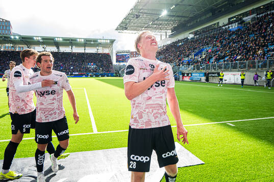 Hilmir Rafn Mikaelsson of Viking celebrates