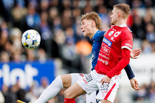 Halmstads Birnir Ingason och Degerfors Christos Gravius