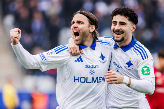 IFK Norrköpings Christoffer Nyman och Ismet Lushaku jublar