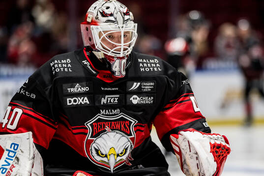 Malmö Redhawks målvakt Oskar Blomgren