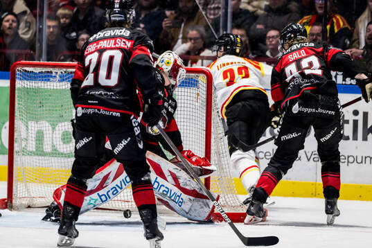 Malmö Redhawks målvakt Oskar Blomgren och Brynäs Oskar