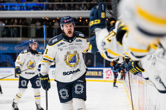 Södertäljes Andrew Nielsen jublar