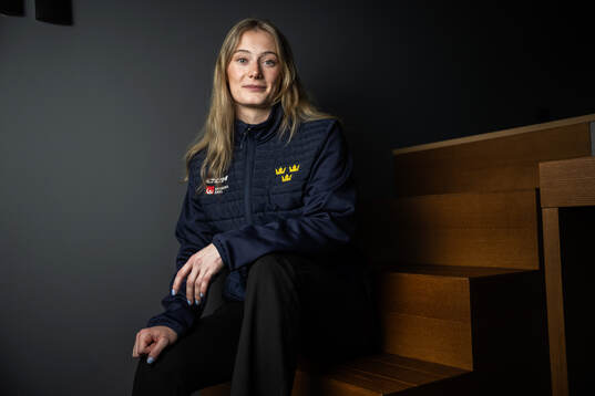 Linnéa Andersson of Sweden poses for a portrait at a press