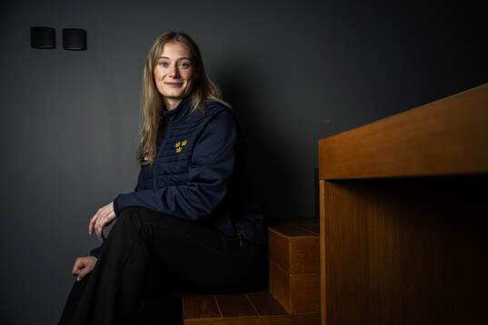 Linnéa Andersson of Sweden poses for a portrait at a press