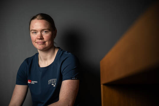 Sara Hjalmarsson of Sweden poses for a portrait at a press