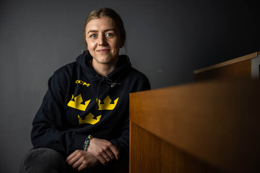 Linnea Johansson of Sweden poses for a portrait at a press