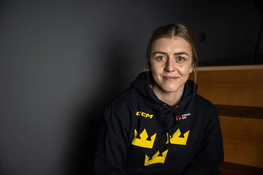 Linnea Johansson of Sweden poses for a portrait at a press