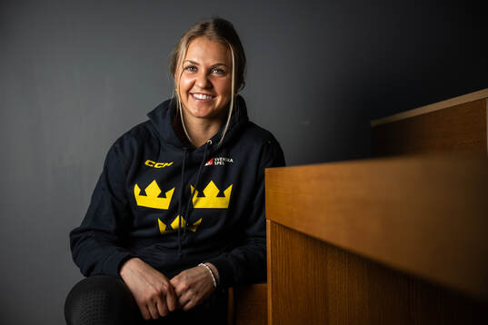 Sofie Lundin of Sweden poses for a portrait at a press event