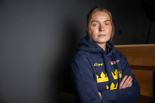 Paula Bergström of Sweden poses for a portrait at a press