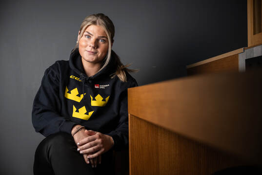 Lova Blom of Sweden poses for a portrait at a press event