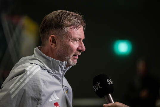 Head coach Peter Gerhardsson is interviewed