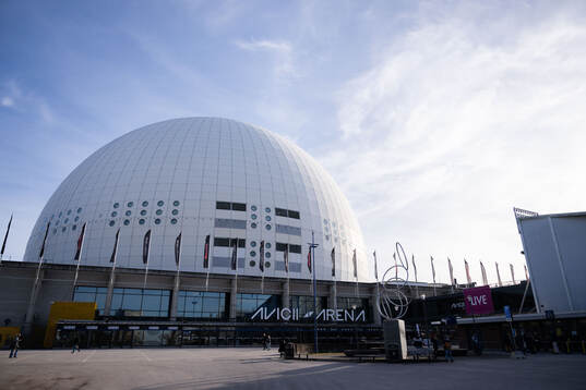 Exteriör vy av Avicii Arena