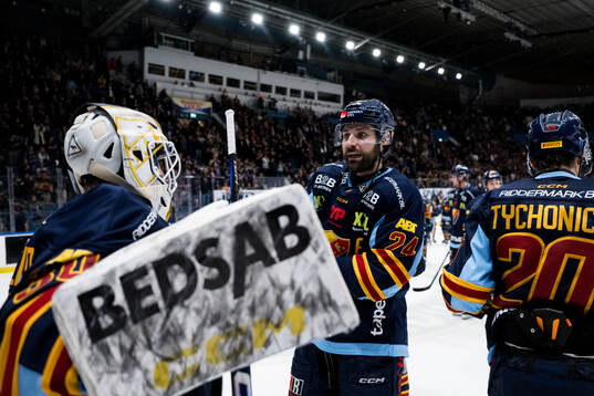Djurgårdens Ludvig Rensfeldt och målvakt Hugo Hävelid