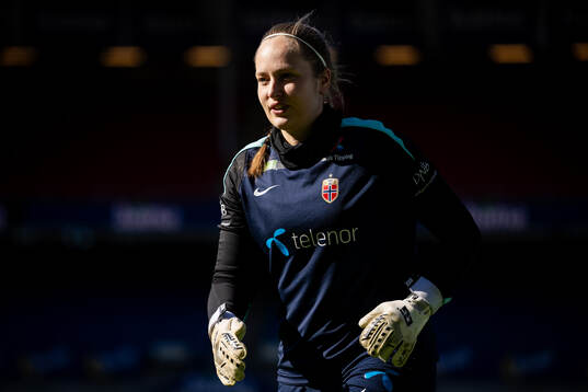 Goalkeeper Aurora Mikalsen of the Norwegian women's