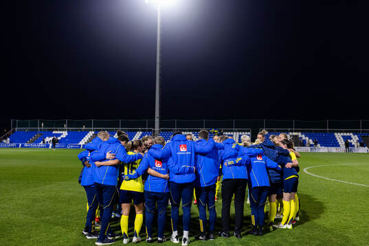 Players and staff of Sweden gather