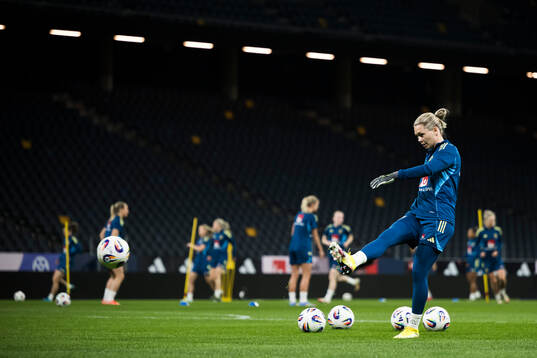 Goalkeeper Jennifer Falk of the Swedish women's national