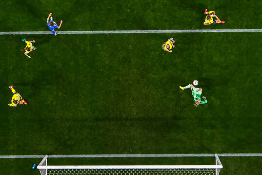 Goalkeeper Jennifer Falk of Sweden with a save