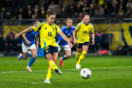 Filippa Angeldahl of Sweden shoots a penalty
