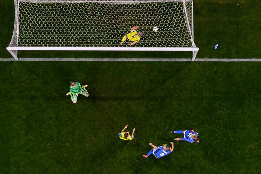 goalkeeper Jennifer Falk of Sweden looks dejected while