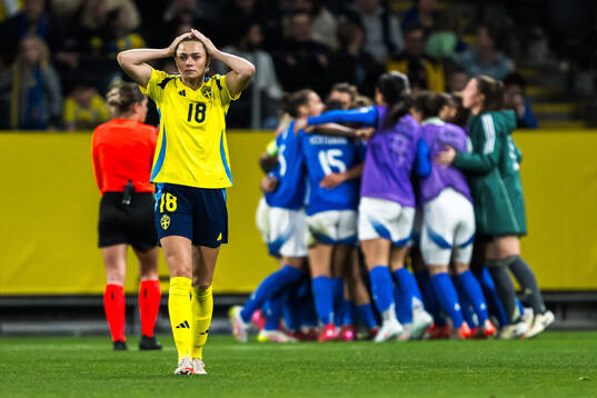 Fridolina Rolfö of Sweden looks dejected
