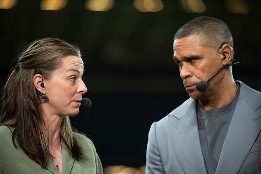 Lotta Schelin and Daniel Nannskog of Swedish broadcaster