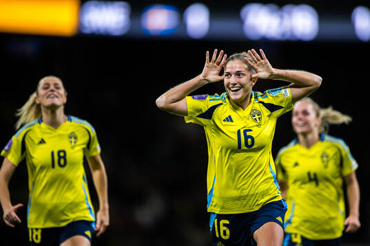 Filippa Angeldahl of Sweden celebrates