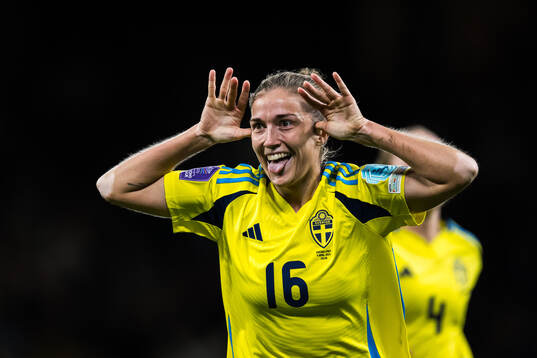 Filippa Angeldahl of Sweden celebrates