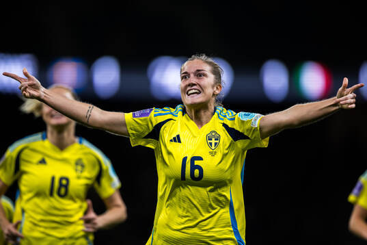 Filippa Angeldahl of Sweden celebrates