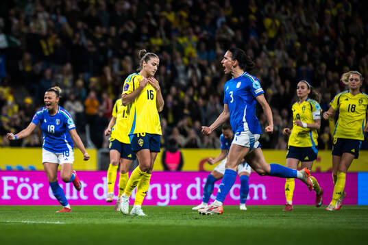 Filippa Angeldahl of Sweden looks dejected