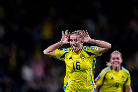 Filippa Angeldahl of Sweden celebrates