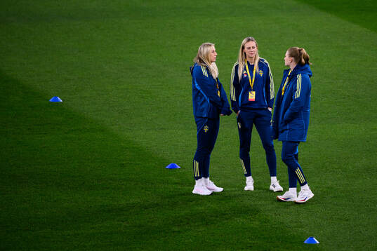 Stina Blackstenius and Amanda Ilestedt of Sweden