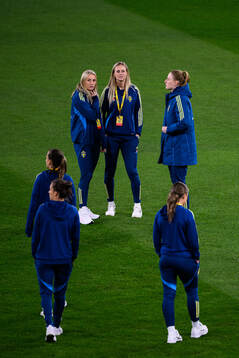 Stina Blackstenius and Amanda Ilestedt of Sweden