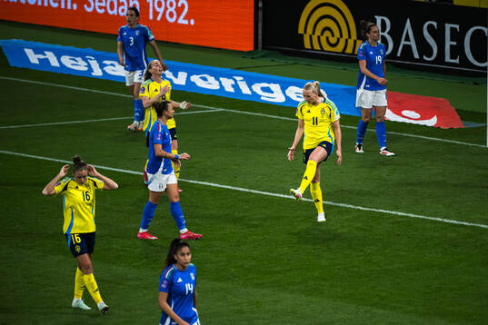 Stina Blackstenius of Sweden looks dejected