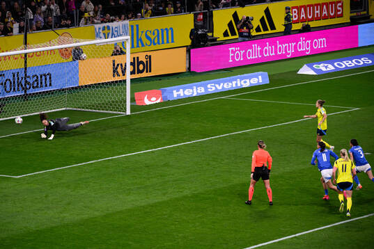 Goalkeeper Laura Giuliani of Italy saves a penalty shot