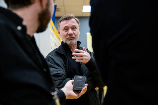 Head coach Peter Gerhardsson of Sweden is interviewed