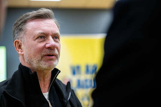 Head coach Peter Gerhardsson of Sweden is interviewed