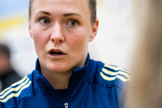 Magdalena Eriksson of Sweden is interviewed