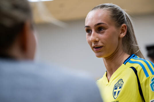 Ellen Wangerheim of Sweden is interviewed