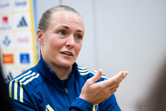 Magdalena Eriksson of Sweden is interviewed