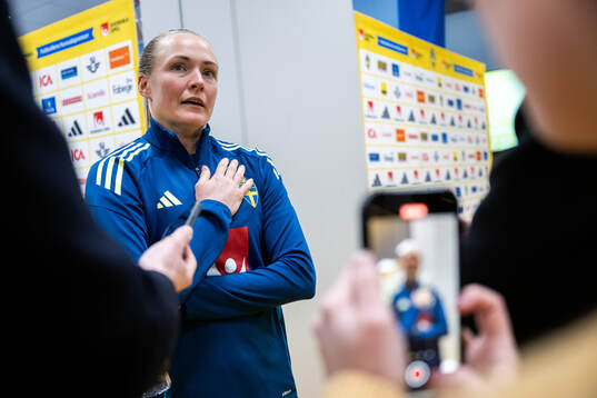 Magdalena Eriksson of Sweden is interviewed