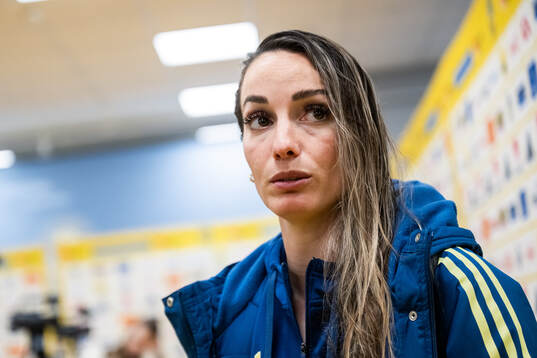 Kosovare Asllani of Sweden is interviewed