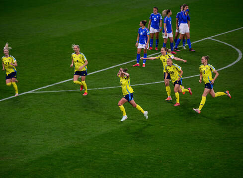 Filippa Angeldahl of Sweden celebrates the 2-1 goal