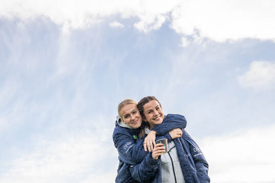 Goalkeeper Selma Panengstuen and Tuva Hansen of Norway
