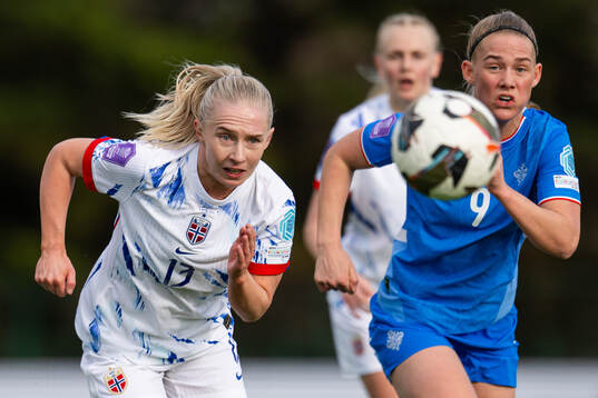 Thea Bjelde of Norway and Sædis Run Heidarsdottir of