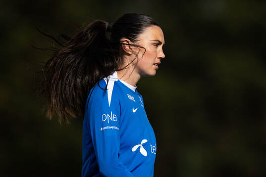Ingrid Syrstad Engen of Norway warms up