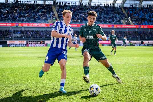 IFK Göteborgs Max Fenger och Halmstads Bleon Kurtulus