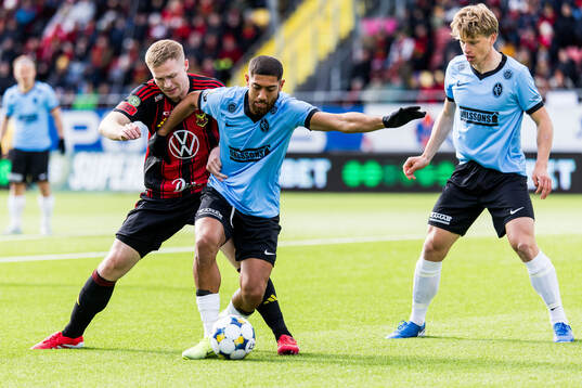 Östersunds James Joseph Kirby och Landskronas Rassa Rahmani